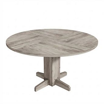Modern Farmhouse 47" Round Dining Table (Table Only), Wooden Pedestal Base Circle Table for Kitchen