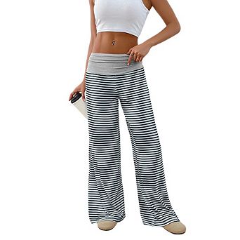 Comfy Striped Pants for Women Low Waist Casual Palazzo Stretch Wide Leg Bottoms