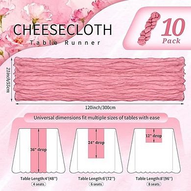 Cheesecloth Table Runner Boho Gauze Soft Sheer Fabric 10 Pack