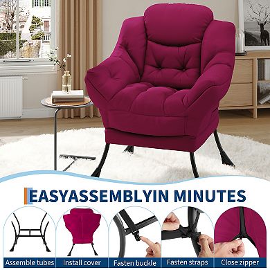 Modern Lazy Chair Lounge Accent Armchair Reading Side Pocket