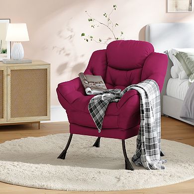 Modern Lazy Chair Lounge Accent Armchair Reading Side Pocket
