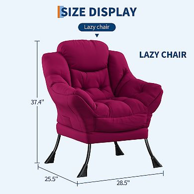 Modern Lazy Chair Lounge Accent Armchair Reading Side Pocket