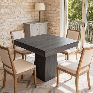 Square Dining Table for 4, 31.5'' Small Kitchen Table with Sturdy Pedestal Base, Wood Dinner Table