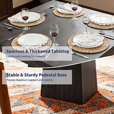 Square Dining Table for 4, 31.5'' Small Kitchen Table with Sturdy Pedestal Base, Wood Dinner Table