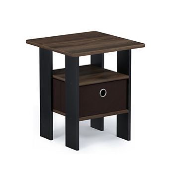 Furinno 15.51" x 15.5" x 17.52" Wood Nightstand Bedside Table with Drawer & Shelf