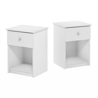 Furinno 2-Pack 15.6" x 17.8" x 24.2" Nightstand End Table with Drawer & Open Storage