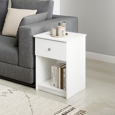 Furinno 2-Pack 15.6" x 17.8" x 24.2" Nightstand End Table with Drawer & Open Storage