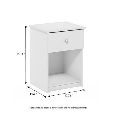 Furinno 2-Pack 15.6" x 17.8" x 24.2" Nightstand End Table with Drawer & Open Storage
