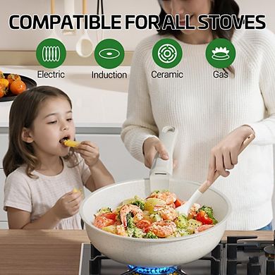 MOEPLSY23-Piece Cream White Ceramic Nonstick Cookware • Non-Toxic