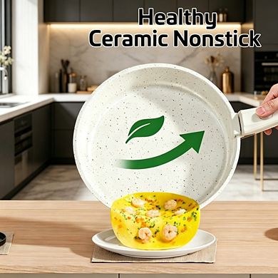MOEPLSY23-Piece Cream White Ceramic Nonstick Cookware • Non-Toxic