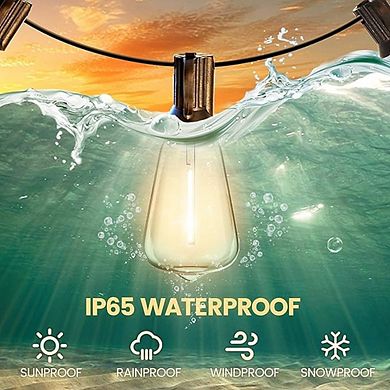 Outdoor LED String Lights, Waterproof Shatterproof Connectable Edison Patio Lights