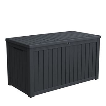 Eazegath Outdoor Black Waterproof Large Resin Plastic Deck Storage Box