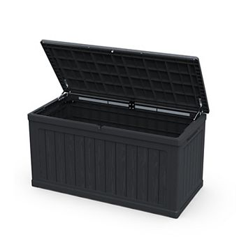 Eazegath Outdoor Black Waterproof Large Resin Plastic Deck Storage Box