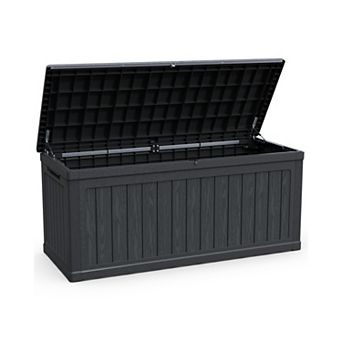 Eazegath Outdoor Black Waterproof Large Resin Plastic Deck Storage Box