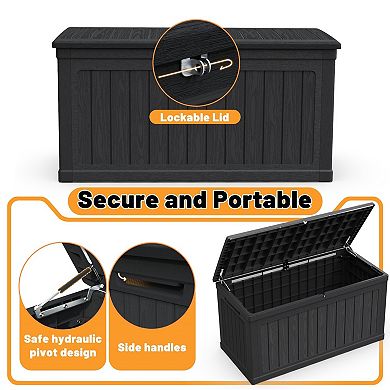 Eazegath Outdoor Black Waterproof Large Resin Plastic Deck Storage Box