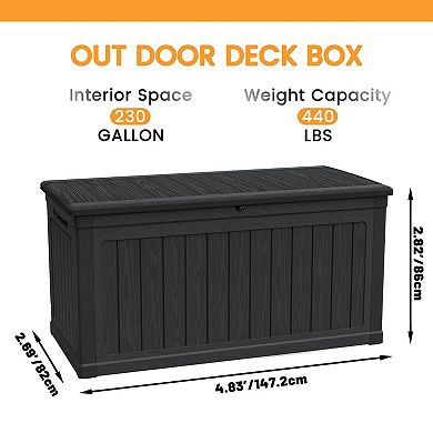 Eazegath Outdoor Black Waterproof Large Resin Plastic Deck Storage Box