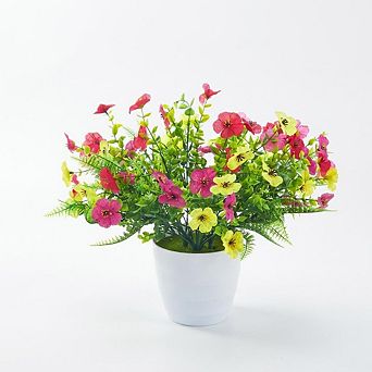 Multicolor Artificial Outdoor Flowers, Silk Fake Flowers, Home Planter, Porch, Patio and Yard