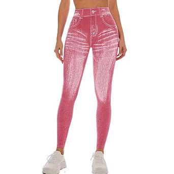 Jeggings For Women Comfortable Seamless Denim Printed V Back Waist Quick Dry Running Pants