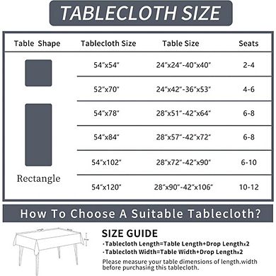 Waterproof Vinyl Tablecloth, Oil-Proof Wipe-Clean Spill-Resistant Cover