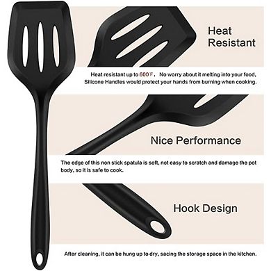 2-Piece Silicone Spatula Turner Set, Heat-Resistant, Nonstick Safe