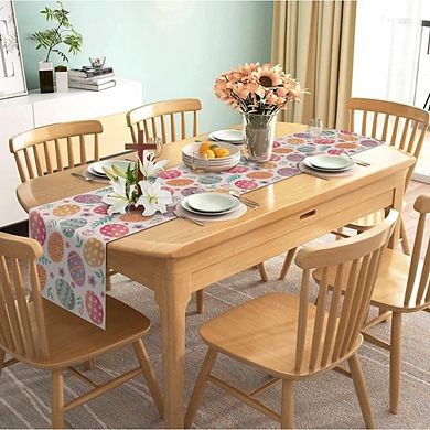 Natural Linen Burlap Watercolor Easter Table Runner, Durable Spring Home Decor