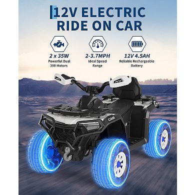 12V Kids Electric Ride, On ATV with Remote Control Dual 45W Motors, Suspension