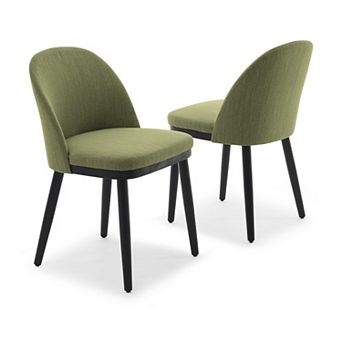 Modern Fabric Dining Chairs Set of 2 Kitchen Side Chairs Wooden Legs