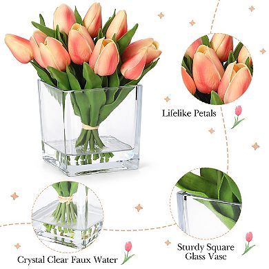Real Touch Artificial Tulip Bouquet, Spring Home Decor, Gift for Mother’s Day Easter Valentine’s Day