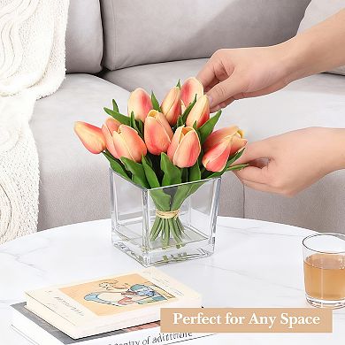 Real Touch Artificial Tulip Bouquet, Spring Home Decor, Gift for Mother’s Day Easter Valentine’s Day