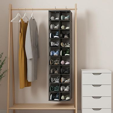 20 Compartment Hanging Shoe Organizer Heavy Duty Nonwoven Space Saving