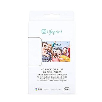 Lifeprint 40 Pack 3x4.5 Zero Ink Sticky Backed Film for AR Photo and Video Printer
