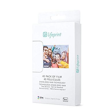Lifeprint 40 Pack 3x4.5 Zero Ink Sticky Backed Film for AR Photo and Video Printer