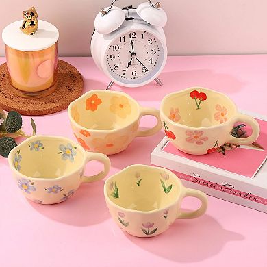 Strawberry Retro Flower Ceramic Coffee Mug— Mother's Day Gift