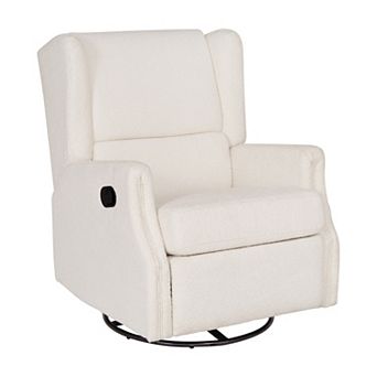 Emma and Oliver Wingback Manual Rocking Glider Recliner Chair with 360° Swivel