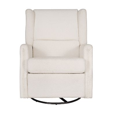 Emma and Oliver Wingback Manual Rocking Glider Recliner Chair with 360° Swivel