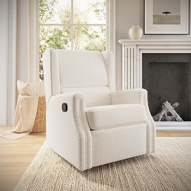 Emma and Oliver Wingback Manual Rocking Glider Recliner Chair with 360° Swivel