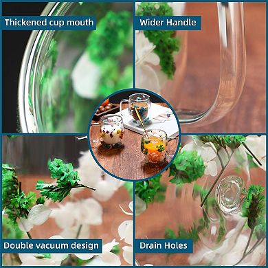 Dried Flower Glass Mug Heat Resistant Handle— Mother's Day Gift