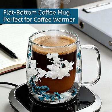 Dried Flower Glass Mug Heat Resistant Handle— Mother's Day Gift