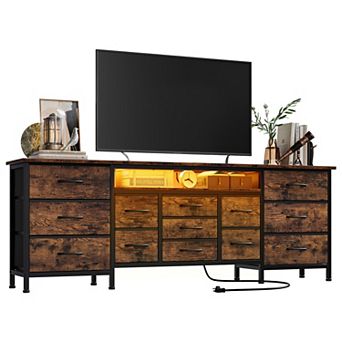 LED TV Stand for 70 Inch TV, 13-Drawer Dresser with Power Outlets & USB