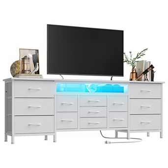 LED TV Stand for 70 Inch TV, 13-Drawer Dresser with Power Outlets & USB
