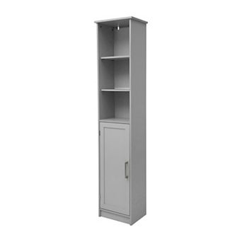 Flash Furniture Modern Freestanding Linen Tower with Shelves and Magnetic Close Door