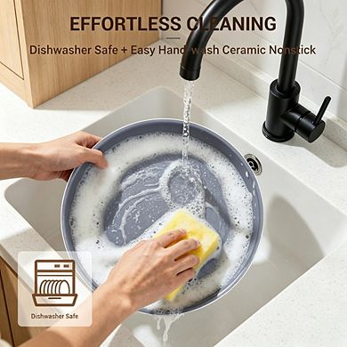 MOEPLSY18-Piece Ceramic Nonstick Cookware Non-Toxic Detachable Handles