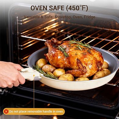 MOEPLSY18-Piece Ceramic Nonstick Cookware Non-Toxic Detachable Handles