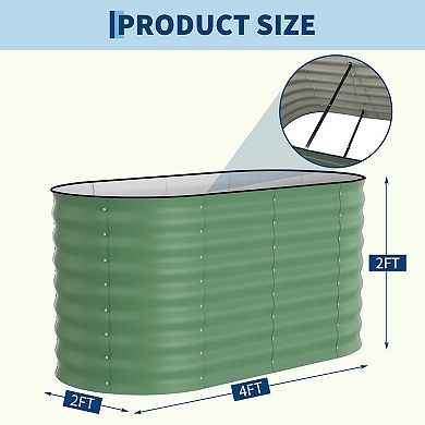 Rust-Resistant Galvanized Raised Garden Bed, Metal Planter Box, with anti cutting strips