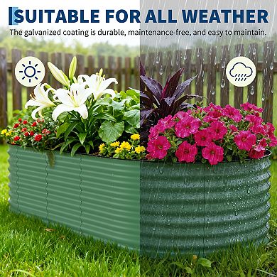 Rust-Resistant Galvanized Raised Garden Bed, Metal Planter Box, with anti cutting strips