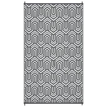Modern Outdoor Plastic Mat, Geometric Striped Rug, Easy Care Portable Low Pile Carpet