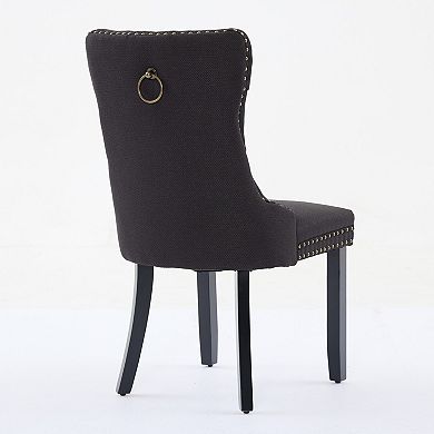 Pnronnc Modern Lounge Chairs Upholstered Linen Dining Chair Accent Chairs Side Chairs - 2pcs