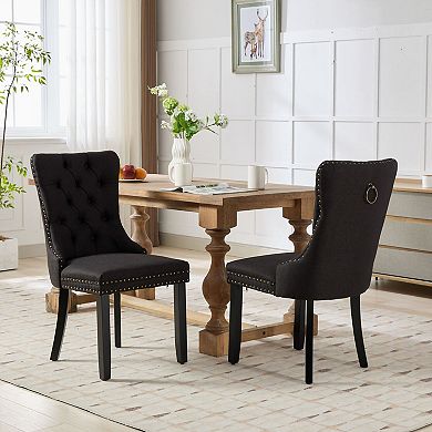 Pnronnc Modern Lounge Chairs Upholstered Linen Dining Chair Accent Chairs Side Chairs - 2pcs