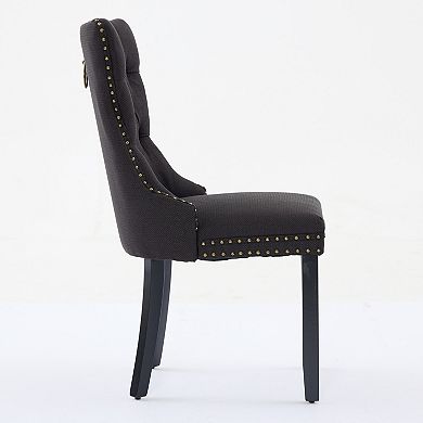 Pnronnc Modern Lounge Chairs Upholstered Linen Dining Chair Accent Chairs Side Chairs - 2pcs