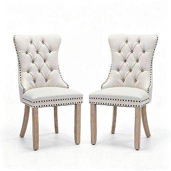 Pnronnc Modern Lounge Chairs Upholstered Linen Dining Chair Accent Chairs Side Chairs - 2 pc